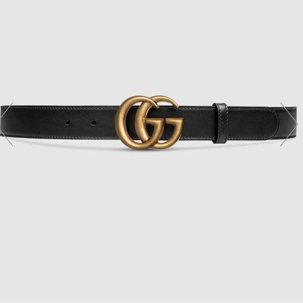 Black Gucci Marmont thin belt